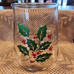 Indiana Glass Bartlett Collins Christmas Holly Cookie Jar